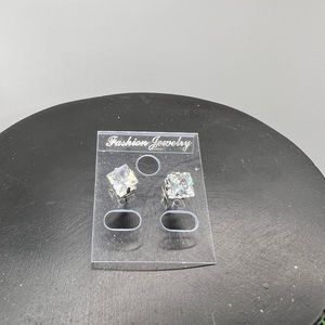 Silver Plated Cubic Zirconia Stud Earrings NEW